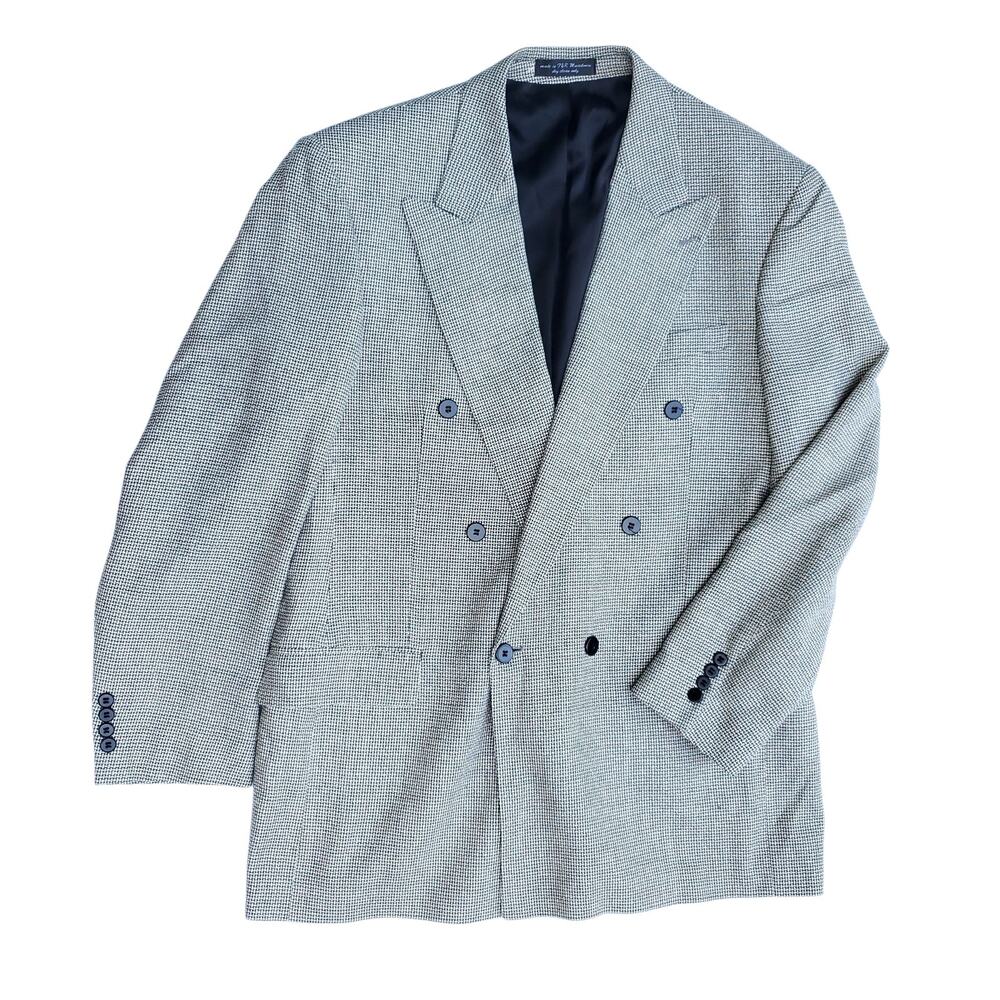 Bachrach Black White Silk Blazer Jacket Sport Coat Double Breasted 50x32 46L ?